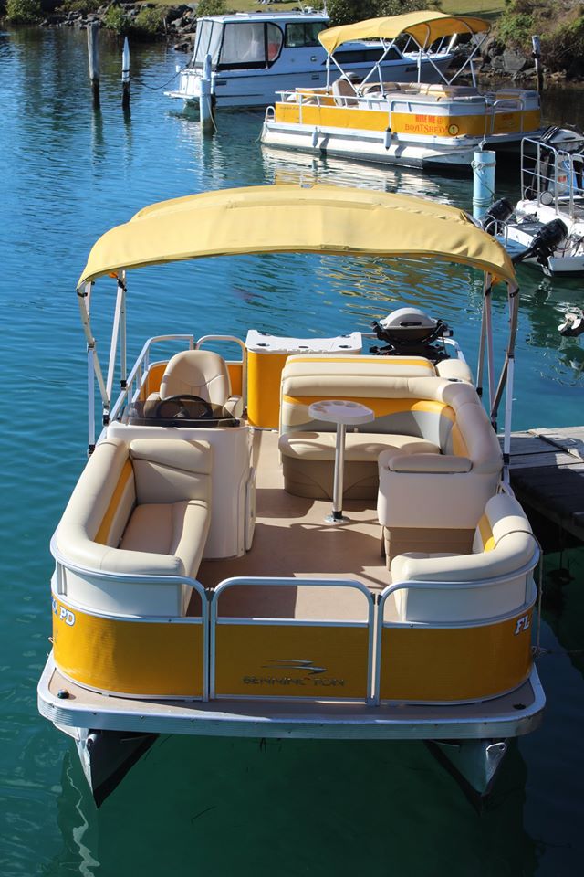 Yellow Luxury BBQ Party Boat hire on Wallis Lake, Barrington Coast NSW