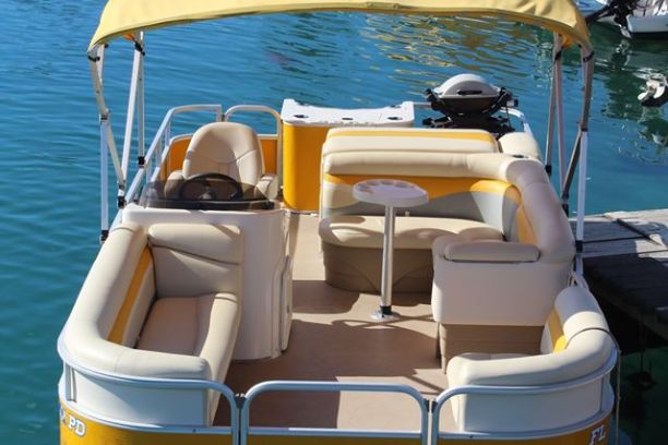 Yellow luxury BBQ Party Boat Hire - book today - Forster Luxury house boats NSW